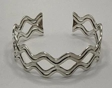 Sterling Silver Wave Cuff Bracelet 25 grams
