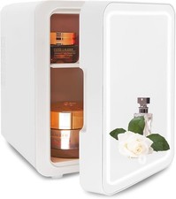Mini Skincare Fridge 4L LED Mirror Portable Beauty Cooler Warmer