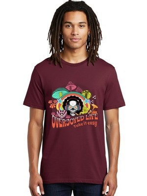 Overjoyed-Life Mens Graphic Tee,100% Cotton,Casual Summer Wear