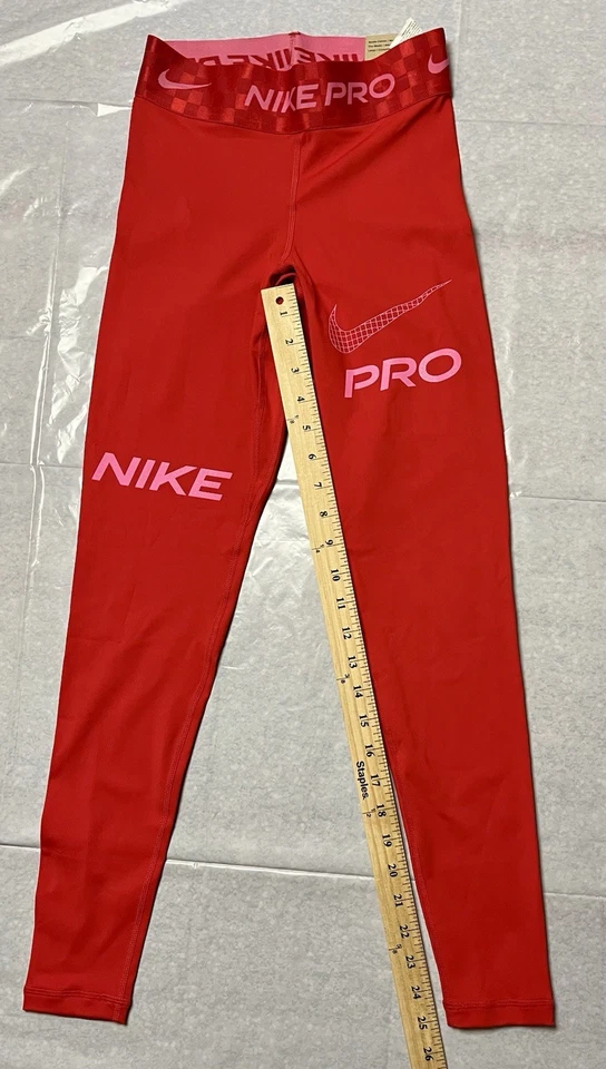 Nike Pro Para Mujer Rojo/Rosa Extra Pequeño Dri-Fit Leggings Gimnasio Entrenamiento Correr Nuevo con Etiquetas Foto 4 de 4
