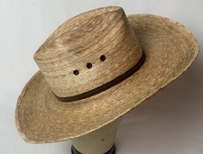 NWT Western Express Straw Palm Cattleman Pinch Front Cowboy Hat Mens Medium