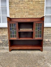 Arts & Crafts Oak Bookcase with Leaded Glass Doors, c.1910