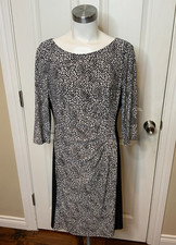 Lauren Ralph Lauren White Black Ruched Pencil Dress, Size 12