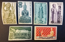 LAOS. 1953 Buddha Statues set of 6 superb MNH. SG34-9. VERY FINE.