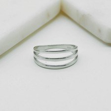 Sterling Silver Triple Band Ring Stacking Band, Smooth Minimalist Look AH008