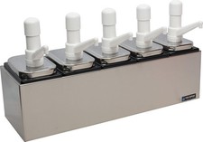 San Jamar P9715 Stainless Steel Condiment Pump Service Center with 5 Wells