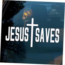 Jesus Saves Car Decal Funny Cross Christian Religious Jesus Bible Verse Pray