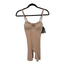 Spanx bodysuit tan 10156R Suit Your Fancy Strapless cupped mid thigh X-Small XS