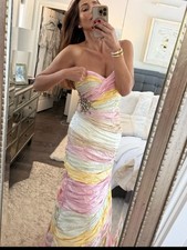 Terani Couture Strapless Sweetheart Ruched Mermaid Prom Gala Gown 6 Pink Multi