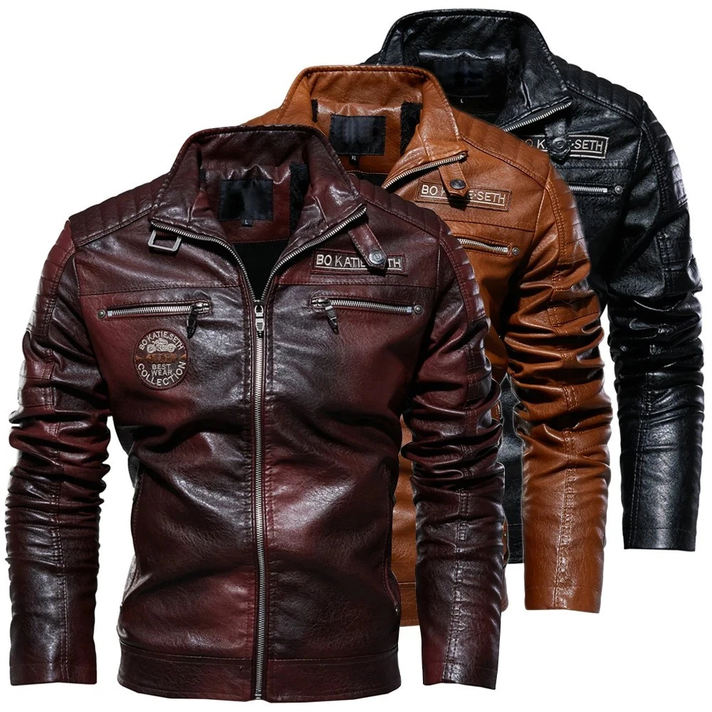 Mens Leather Casual Biker Jacket Coat Soft Motorcycle Genuine Biker Style Fit