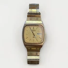 Vintage Seiko SQ 8123-5089 Gold Tone TV Case Day Date Mens Watch JAPAN 1983 Runs