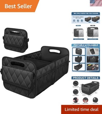 Stylish Black Car Trunk Organizer - Reinforced & Foldable 50L Storage Solution