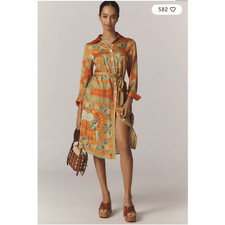 Anthropologie x Farm Rio Belted Shirt Dress XS