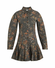 Ganni Floral Shirt Dress Collared Long Sleeve Button Front Short EU 40 US 8