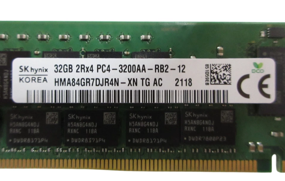 SK Hynix 32GB 2RX4 PC4-3200AA DDR4 ECC REG Server Memory RAM - HMA84GR7DJR4N-XN - Image 3 of 4