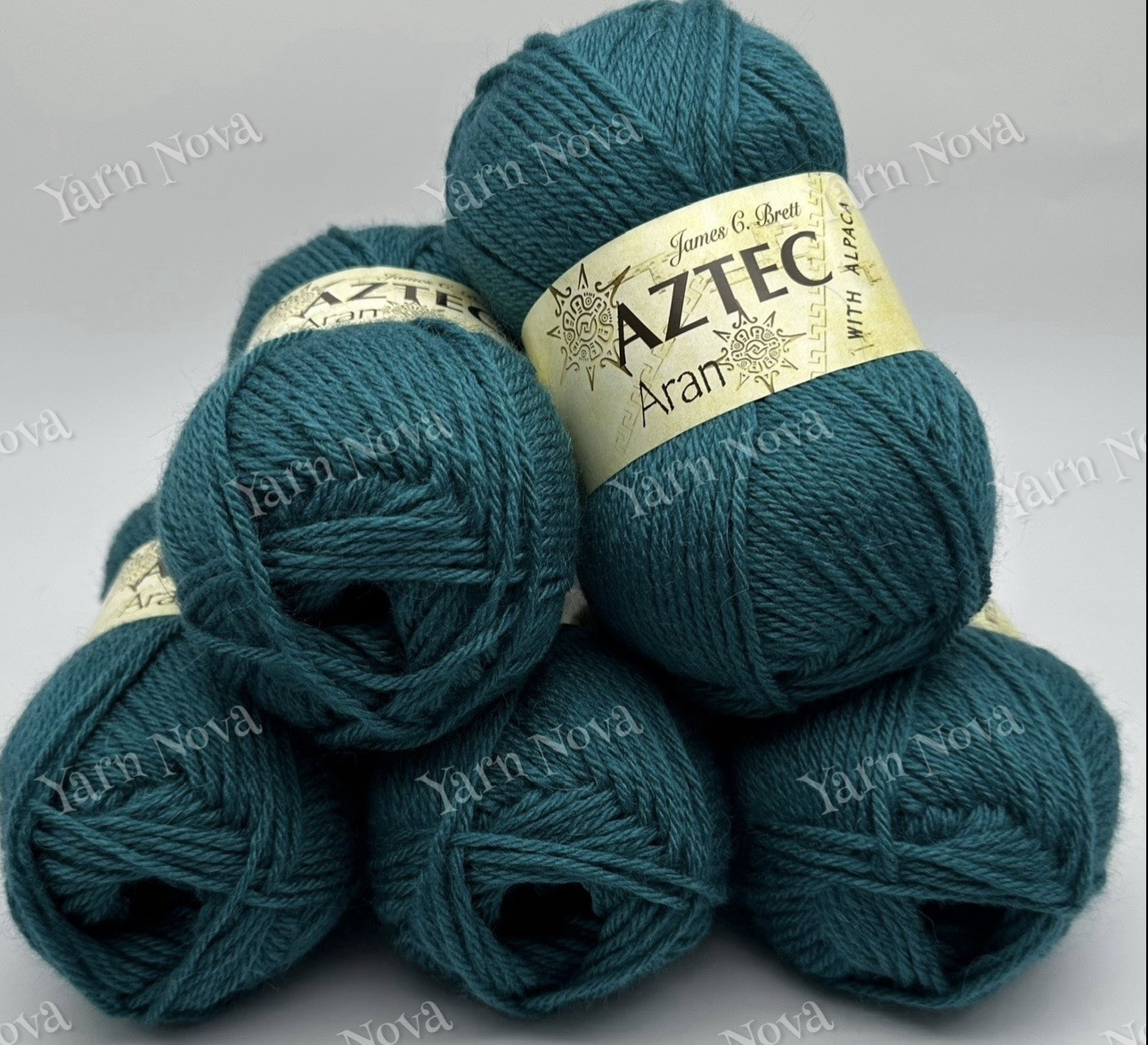 James C Brett Aztec Aran Knitting Crochet Yarn Wool - 5x100g Balls - AL26 Teal