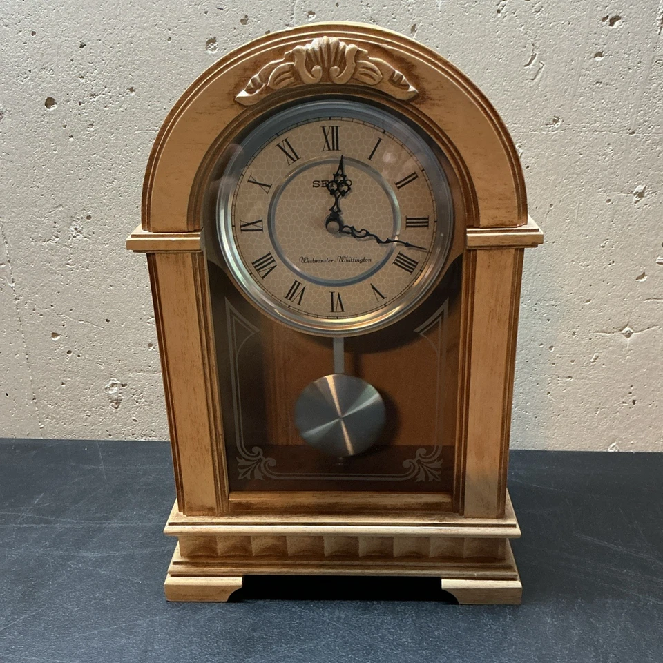 NEW Seiko Dual Chime Birch Shelf Clock QXQ004WLH - Image 3 of 4