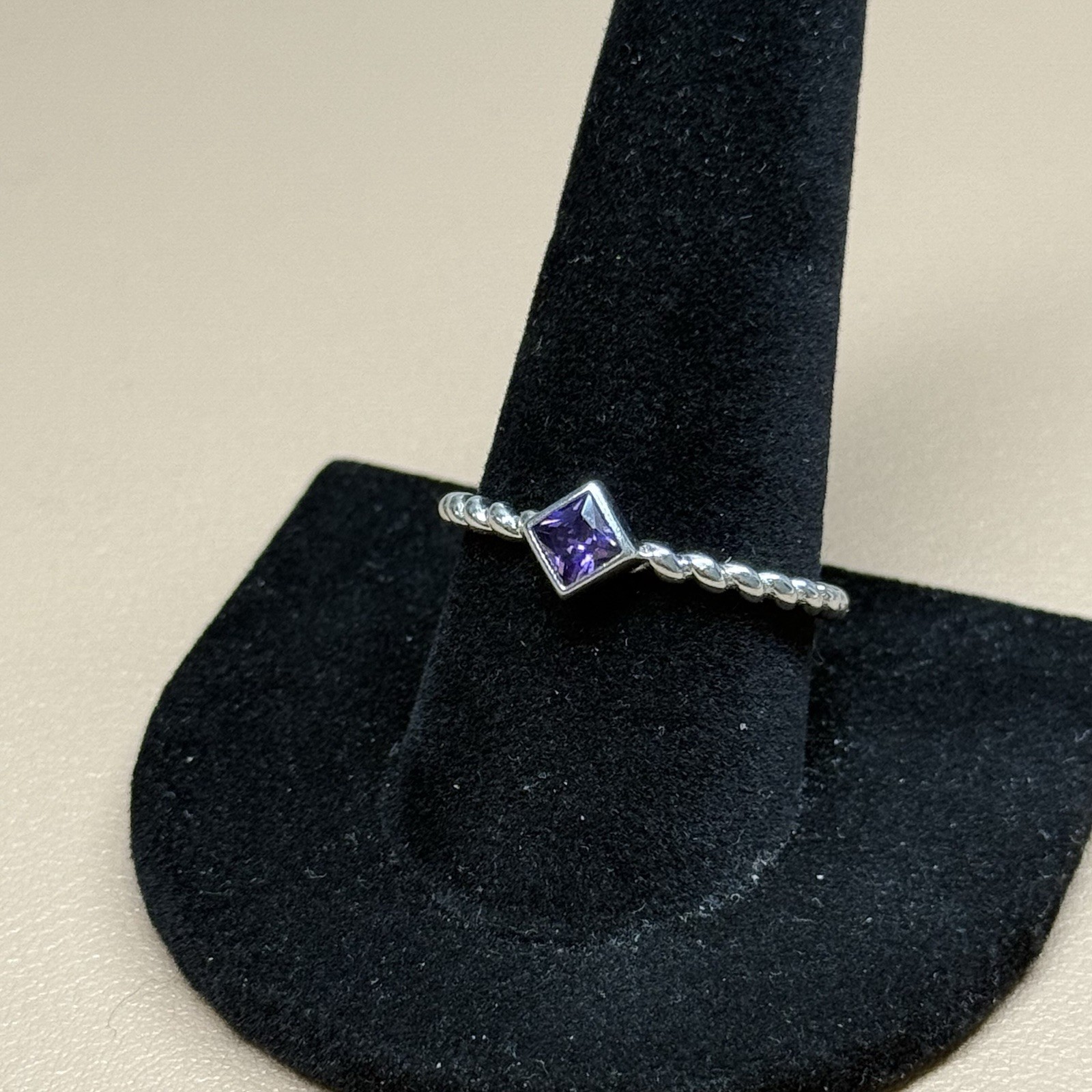 Amethyst Sterling Silver Stack Ring Size 6.25 - image 1