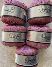Lot of 5, Katia Yarn, GATSBY, Viscose/Nylon/Polyester, 50gm/115yds, col#32, Pink