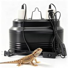 Dual Reptile Light Fixture with Independent Switches  Dual Deep Heat Lamps, UVB