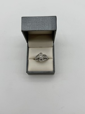Massiver 10k feiner Weißgold WG 1/2 CTW Diamanten Verlobungsring Gr. 8 (3,38 g)