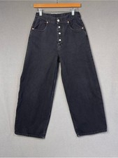 MM6 Maison Martin Margiela Baggy Wide Leg Black Washed Denim Jeans, Boys 14