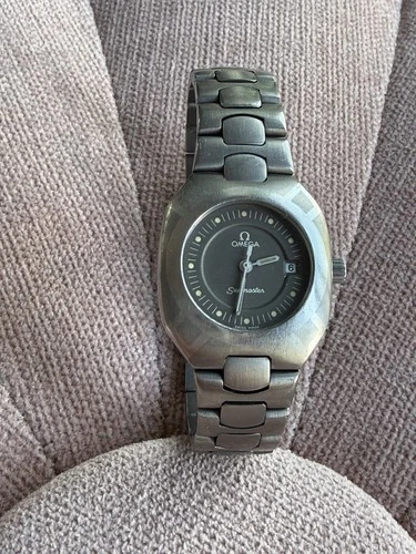 Vintage Omega Seamaster Polaris Titanium Palladium cal.1450 22mm Ladies Qz Watch