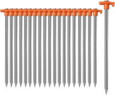 20 Pack Tent Stakes Heavy Duty 9.75 Inch Yard Stakes Non-Rust Metal Tent Pegs