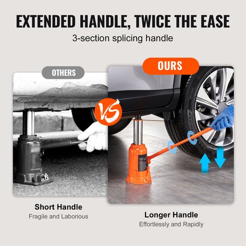 20 Ton Low Profile Bottle Jack Manual High Lift Heavy Duty Car Repair Tool - Picture 5 of 12
