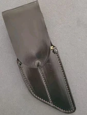 Custom leather handmade sheath, side by side. fits buck 119 And 110, flap over.