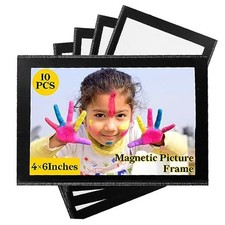 10 Pack 4"x6" Premium Super Slim Magnetic Picture Pockets Frames Holds 4 White