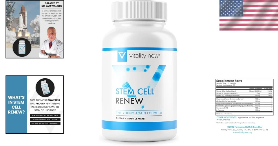 Cápsulas de renovación de células madre sin sabor: rejuvenece tu cuerpo y mente - suministro para 30 días Foto 2 de 4