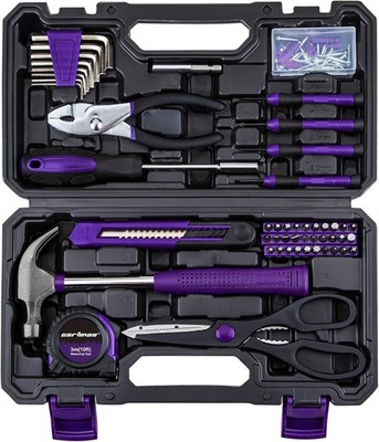 Reliable Household Tool Set - 14 Piece Purple Hand Tools with Storage Case