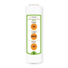 4 Rolls Opaque White Hand Pallet Stretch Wrap 15 in  x 1500 ft x 63 Gauge