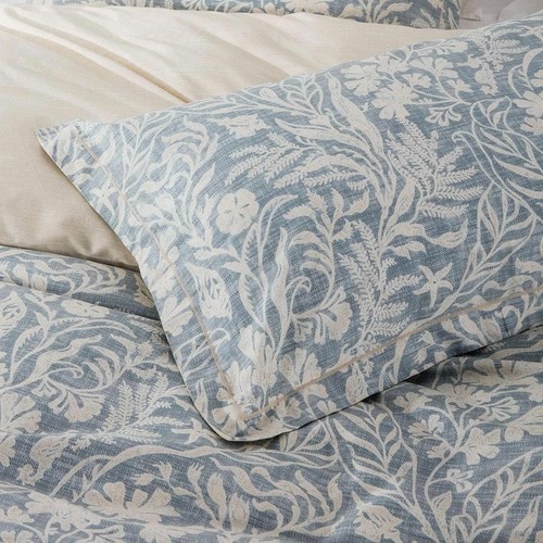 NEW West Elm Blue Cotton Floral Botanical Queen / King Bedding Duvet & Sham Set - Picture 5 of 7