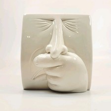 Vintage Fitz and Floyd Ceramic "Sneeze" Tissue Box Cover - 1980s Man Holding...