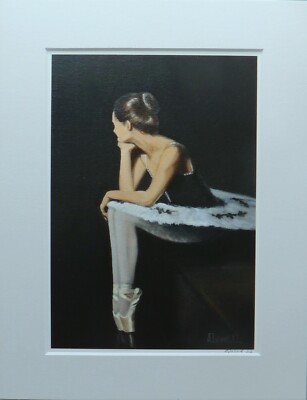 Ballerina auf Spitzendruck sitzend, kleine Reproduktion, perfektes Geschenk Ballettliebhaber