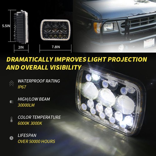 1x Rectangle H6054 LED Headlight 5x7 7x6 Hi-Lo Beam DRL Headlamp For S10 Blazer - Picture 2 of 10