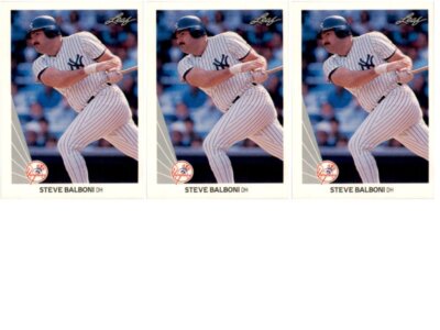 (3) 1990 Leaf #373 Steve Balboni New York Yankees Card Lot