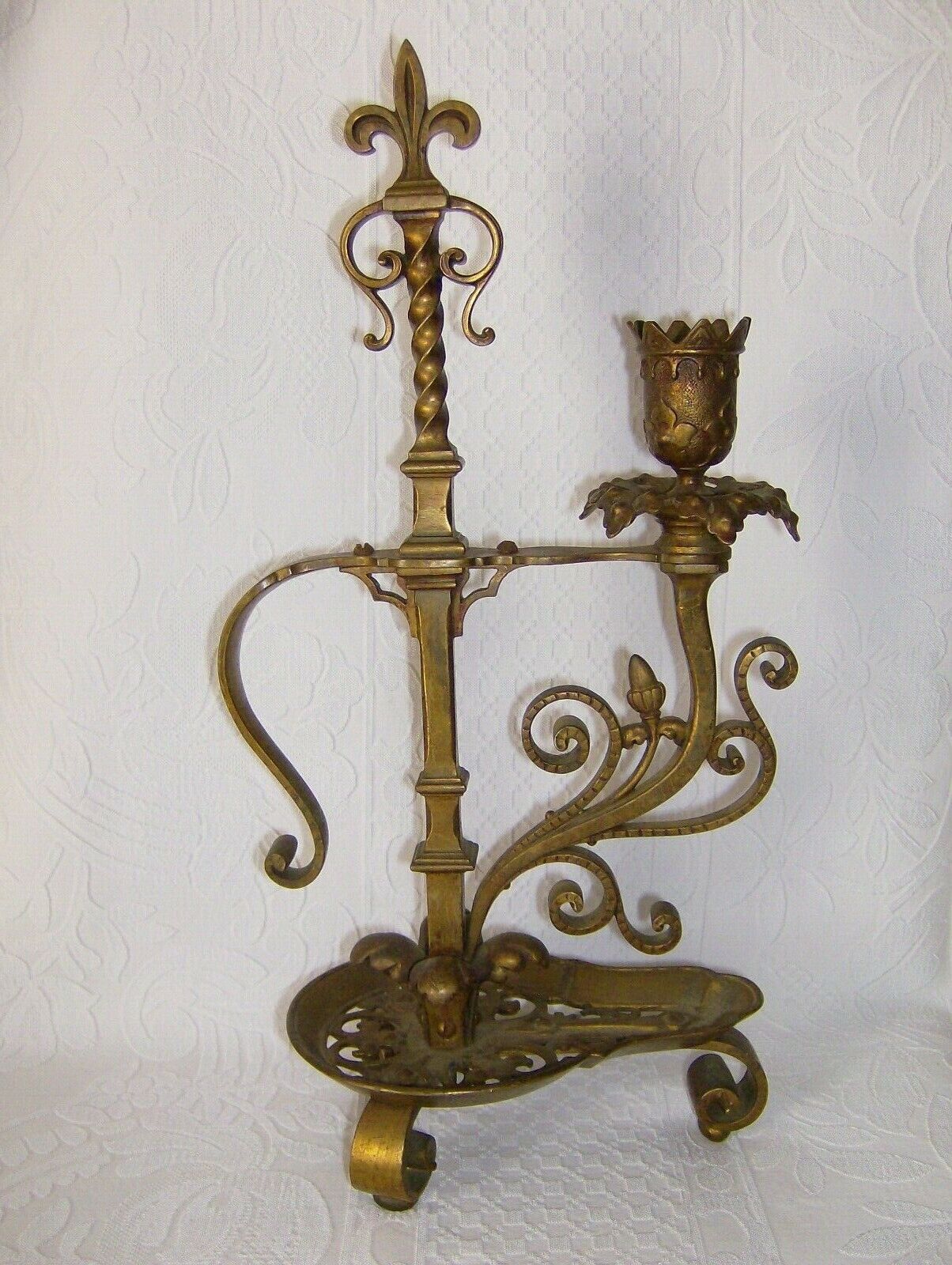  Antique  Renaissance  Brass  Candle Holder.  