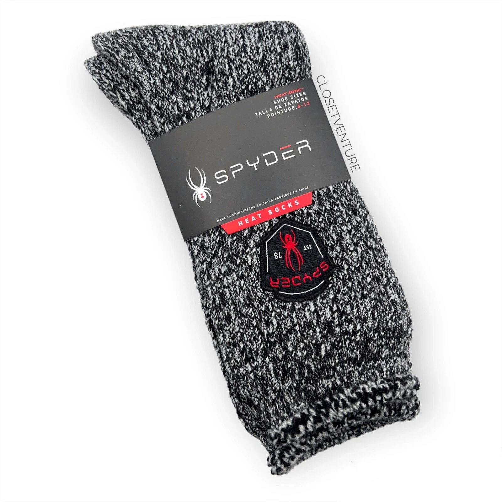 Spyder Heat Heathered Grey Socks With Spyder Logo Patch Men's Size 6-12