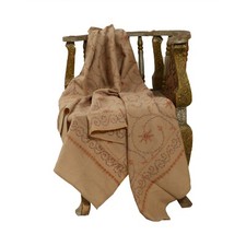 Sanskriti Vintage Brown Pure Woollen Shawl Handmade Suzani Long Throw Stole