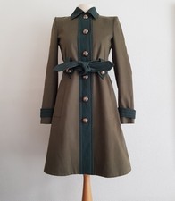 Gucci Khaki & Green Heavy Cotton Mid-length, Belted Dress Coat Uk6