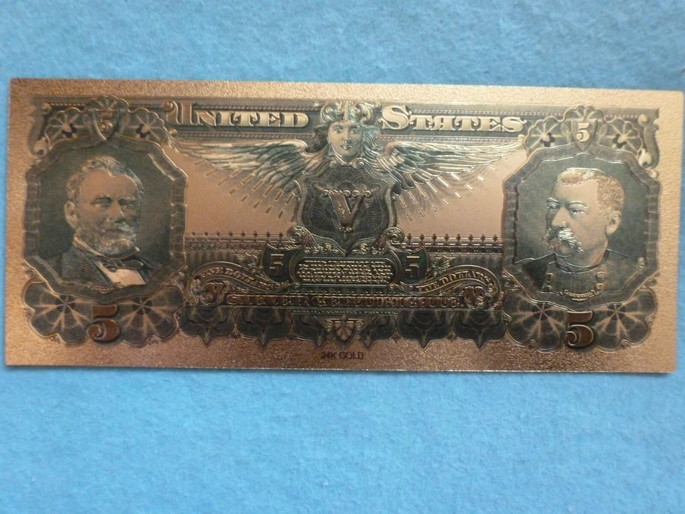 1886 series,999 Gold leaf-colored 5 Dollars.  - Image 2 of 2