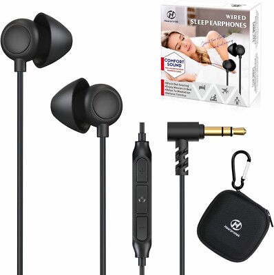 Sleep Earbuds, 2 Pairs Soft Comfortable in-Ear Earphones with Mic-Low Profile