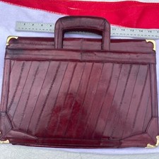 Vintage Genuine Eel Skin Leather Briefcase Attache Tote Bag Red
