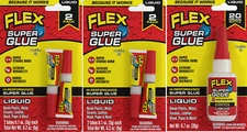 Flex Super Glue Liquid, Clear,  (THREE PACK) 2 X 2 Tube Package + 20 Gram Bottle