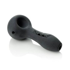 GRAV  4" Sandblasted Spoon Frosted Glass Hand Pipe Handpipe - BLACK