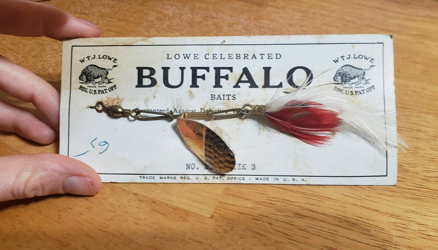 WTJ Lowe Celebrated New Vintage BUFFALO Baits NO. 2130 Sz 3 made in USA spinner