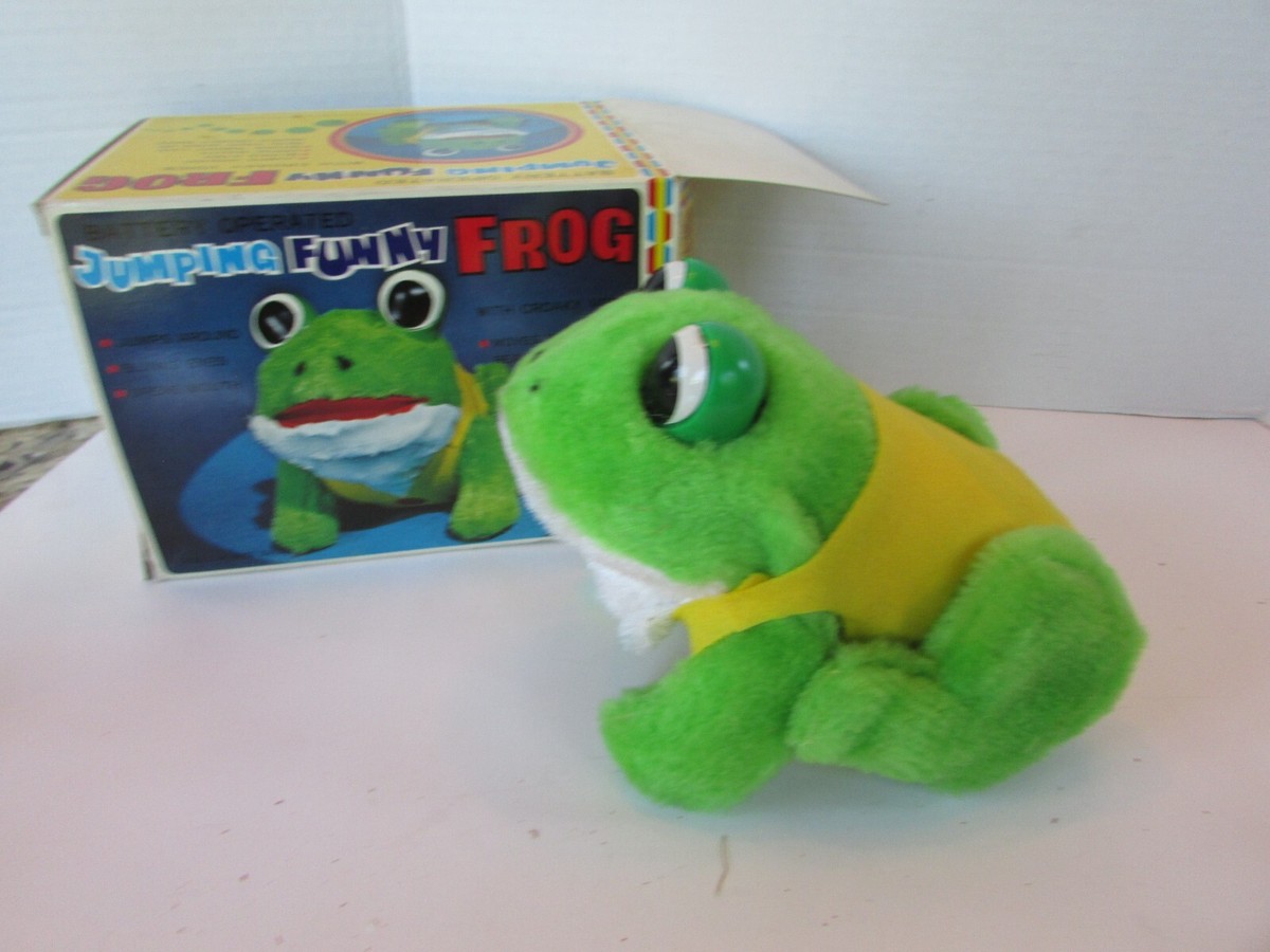 Vintage C.K. Jumping Funny Frog Fuzzy Battery Operated Japan